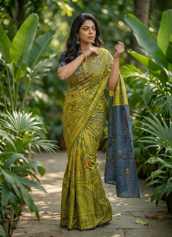 Madhubani Print Saree with Blouse