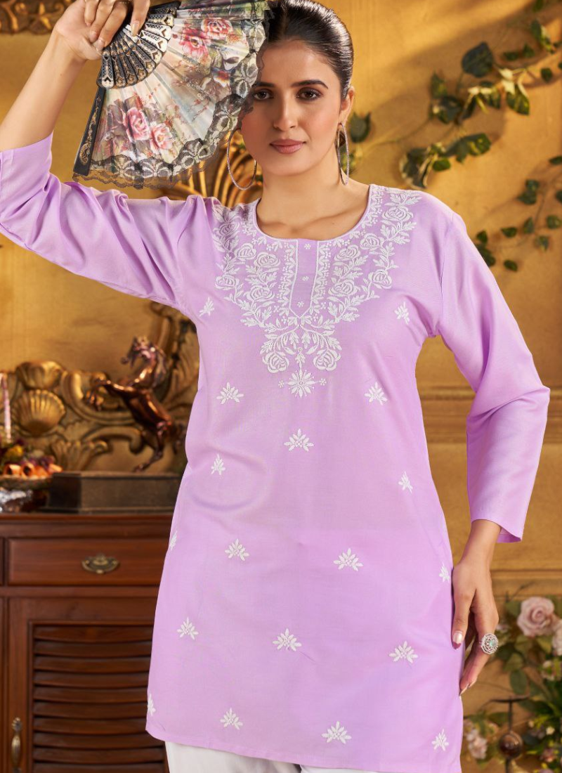 Embroidered Rayon Short Top for Women | Stylish Sharara Suit Australia