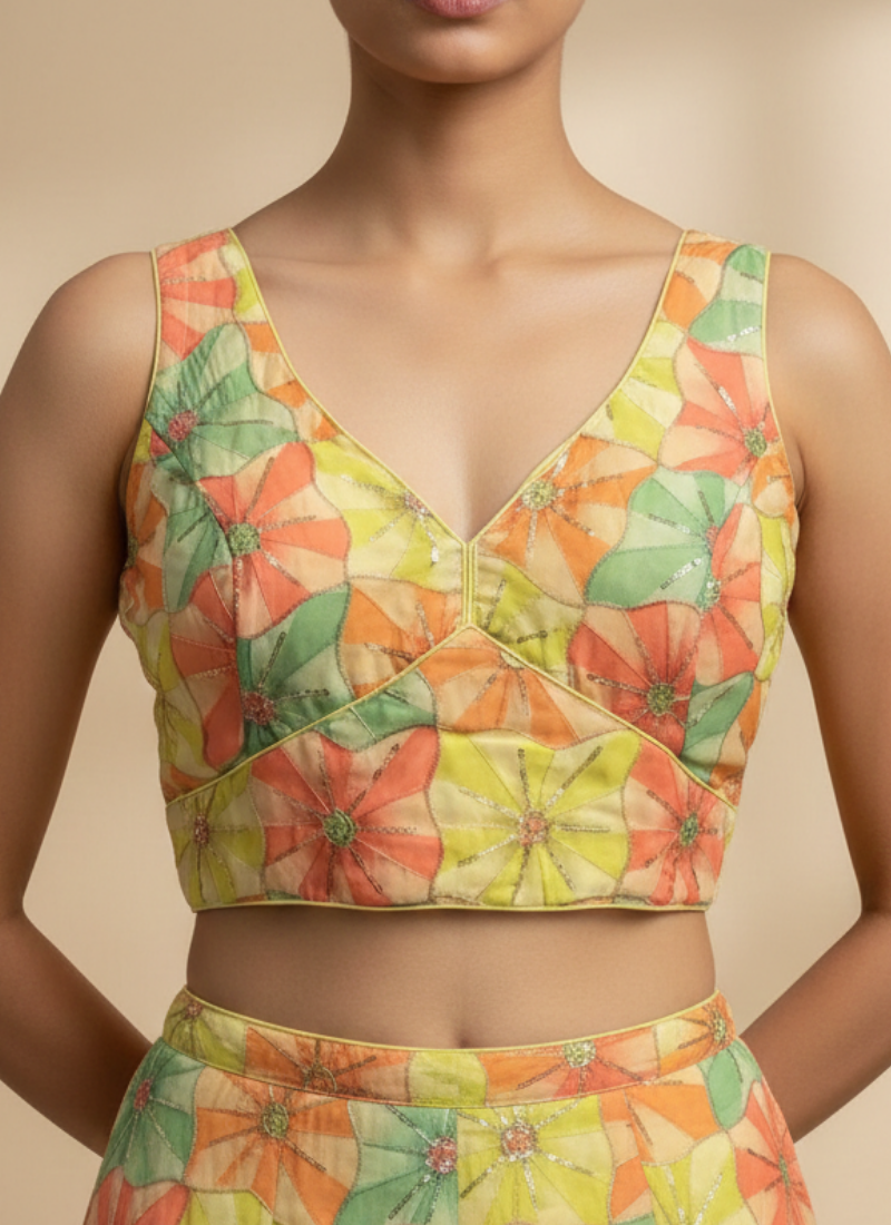 Stylish Crepe Back-Open Party Blouse