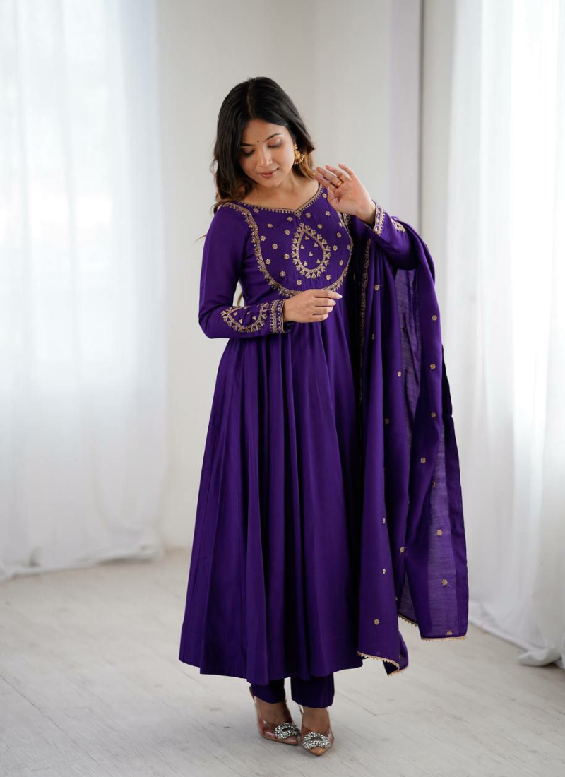 Royal Chanderi Silk Anarkali with Dupatta