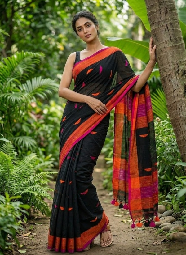 Barfi Khadi Handloom Saree with Blouse