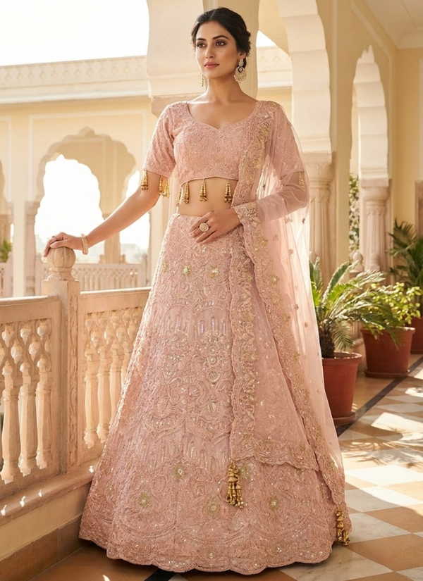 Pink lehenga – dupatta and set view