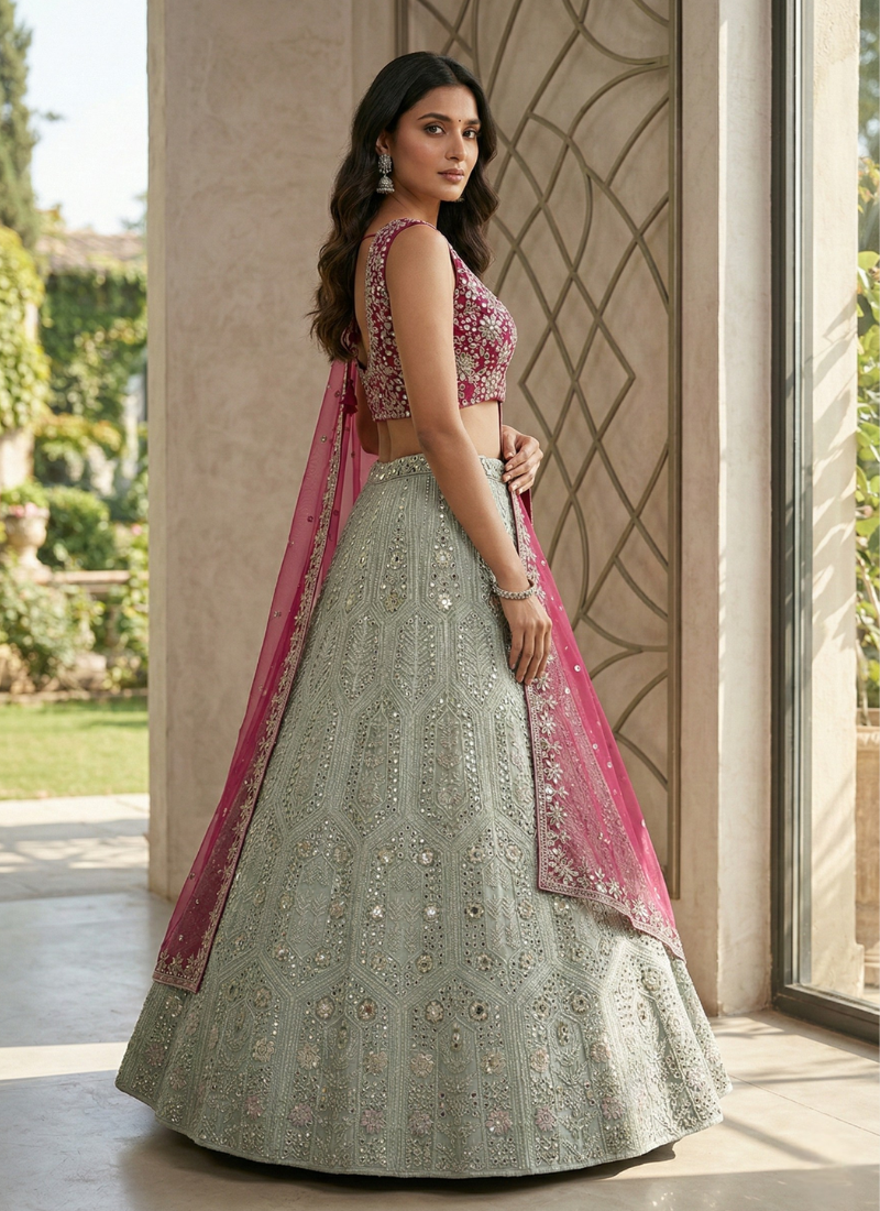 Faux Georgette Lehenga Choli with Net Dupatta