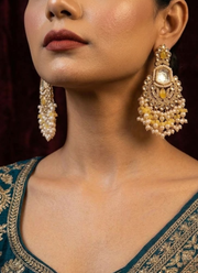 Ziva Kundan Earrings – Mix Metal Base with Moti Work 5