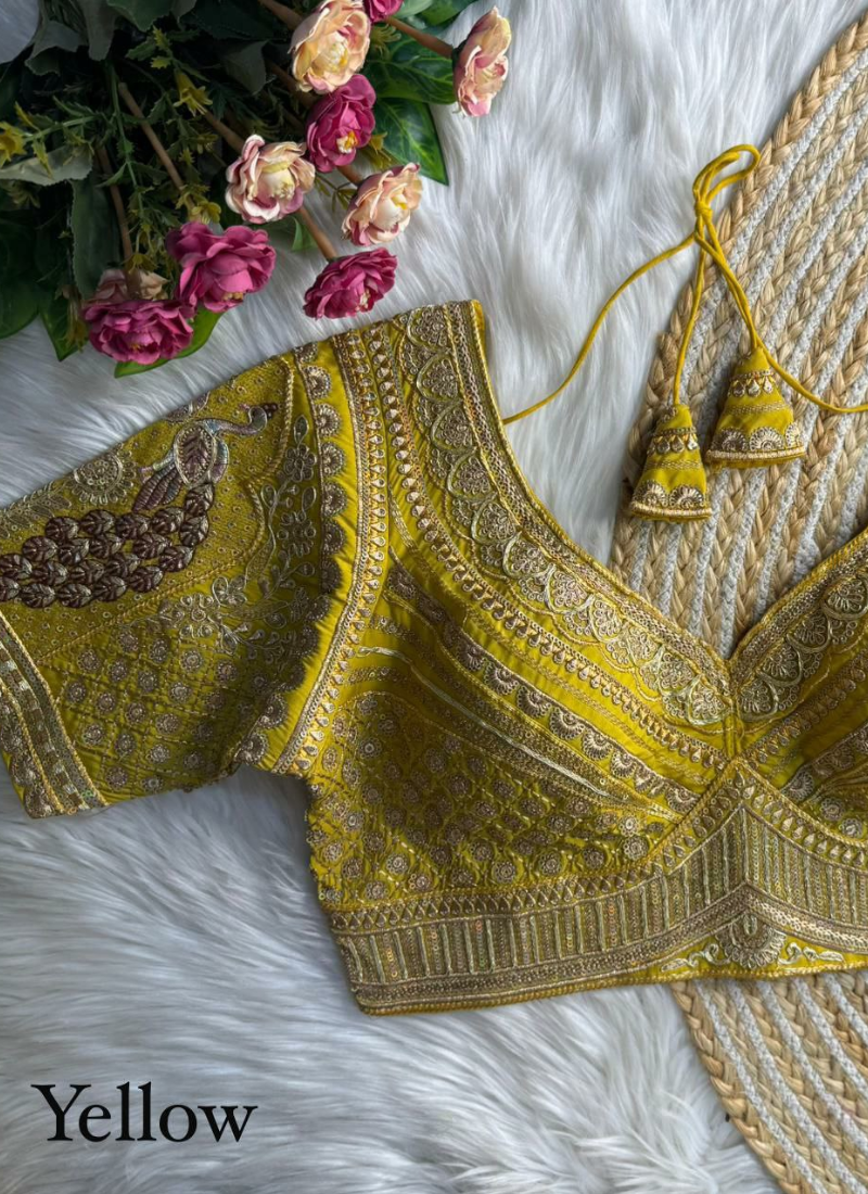 Roman Silk Women’s Blouse with Heavy Embroidery & Back‑Open Design