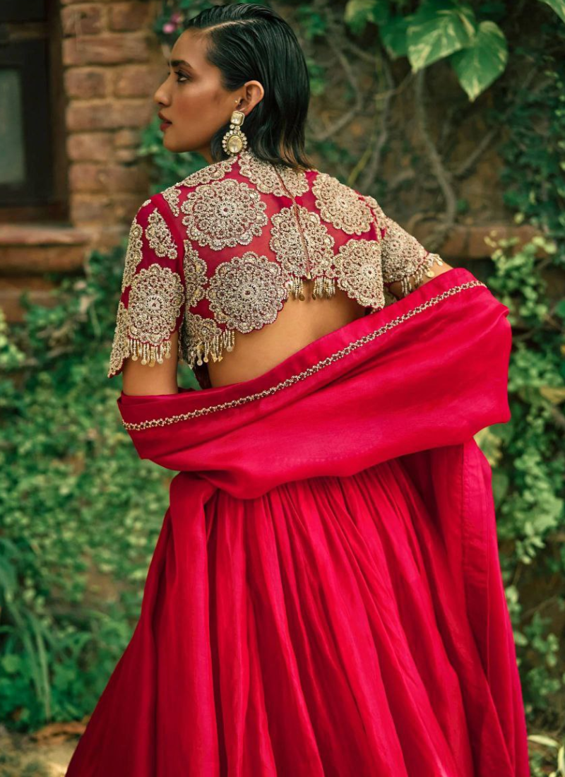 Roman Silk Lehenga Choli with Sequin Dupatta