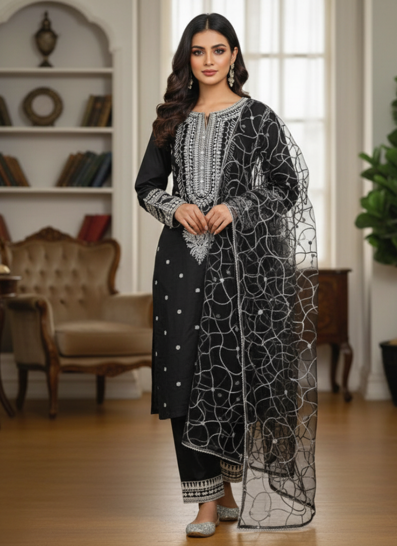 Black Pakistani Salwar Suit – Cotton Pajama