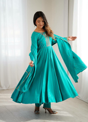 Luxury Chanderi Silk Anarkali with Dupatta 5