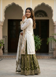 Sharara Suit in GMY Silk with Heavy Embroidery, Sequins Work & Organza Dupatta 4
