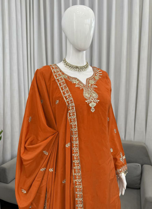 Crepe Sharara Set with Embroidered Dupatta