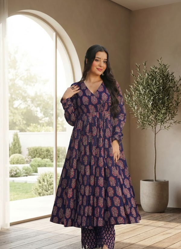Anarkali Suit in Heavy Rayon with Digital Print Work + Bottom