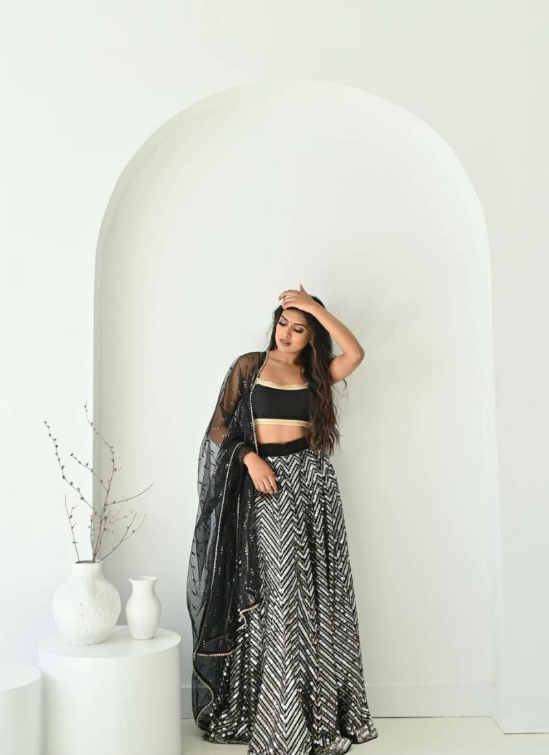 Georgette Lehenga Choli with Sequin &amp; Zari Work