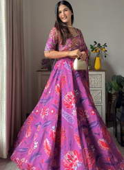 Premium Georgette Floral Lehenga Choli with Sequins & Real Mirror Work + Dupatta 5