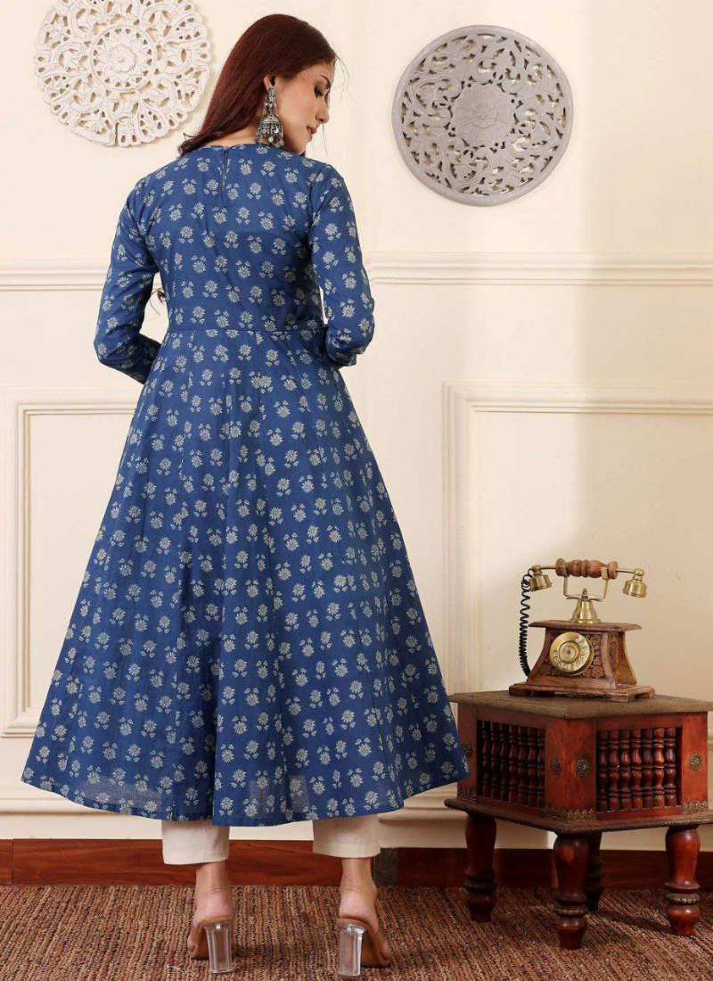 Rayon Print Anarkali Dress with Cotton Blend Dupatta