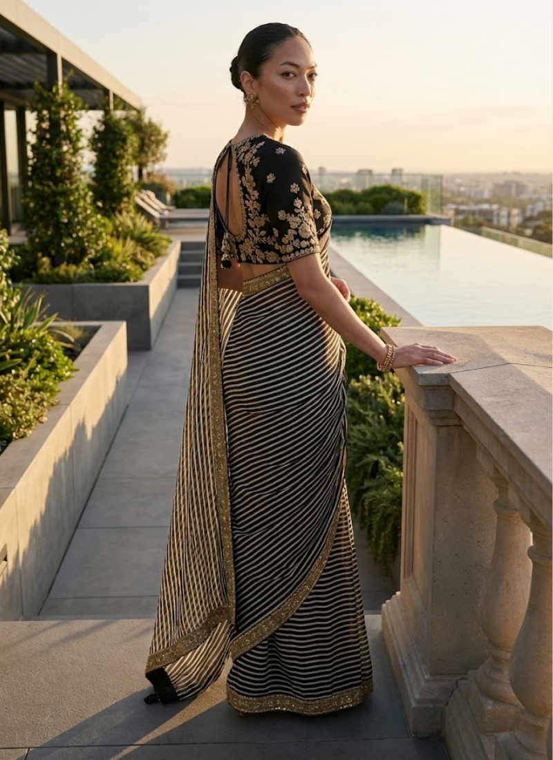 Soft Georgette Leriya Saree with Sequins Embroidery