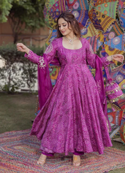 Chinon Silk Anarkali Suit with Elegant Embroidery Detailing 5