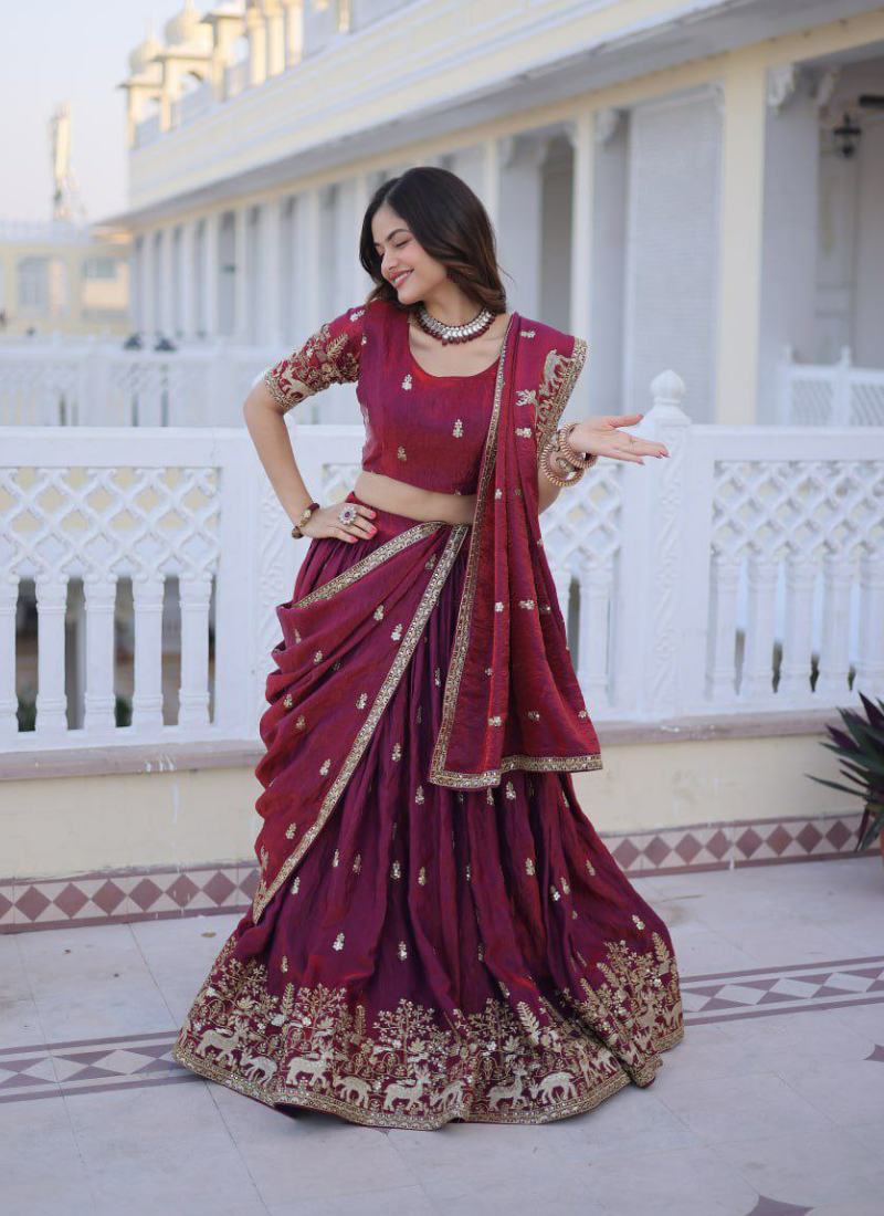 Fendi Silk Lehenga Choli with Designer Dupatta