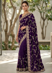 Space Silk Saree with Sequin & Zari Embroidery & Matching Blouse 17