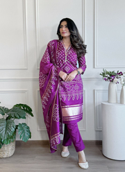 Viscose Punjabi Suit with Multi Sequence Embroidery & Chanderi Dupatta 5