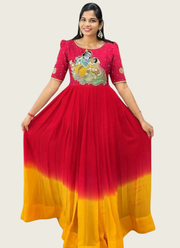 Georgette Kalamkari Anarkali Dress with Maggam Handwork (Sizes M–XXL) 1