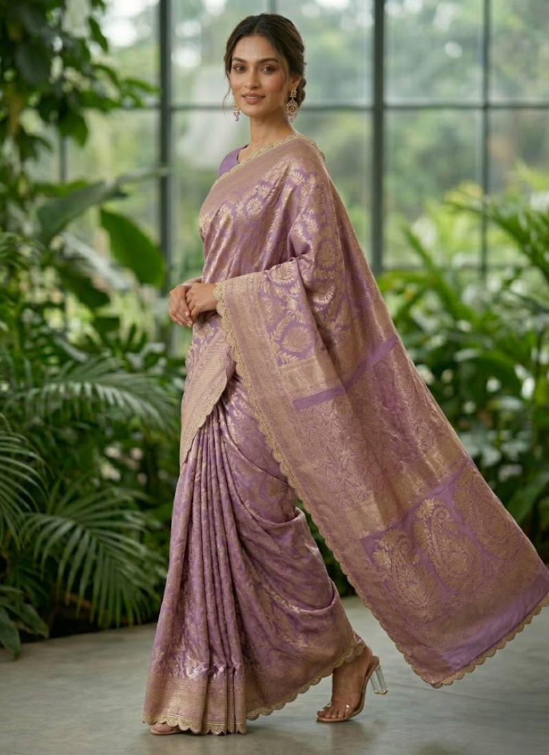 Katan Silk Saree with Stitched Blouse