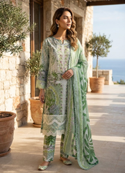 Pakistani Lawn Cotton Salwar Kameez with Chiffon Dupatta 7