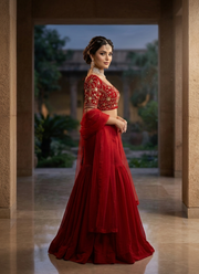 Faux Georgette Lehenga Saree with Sequin Work 5