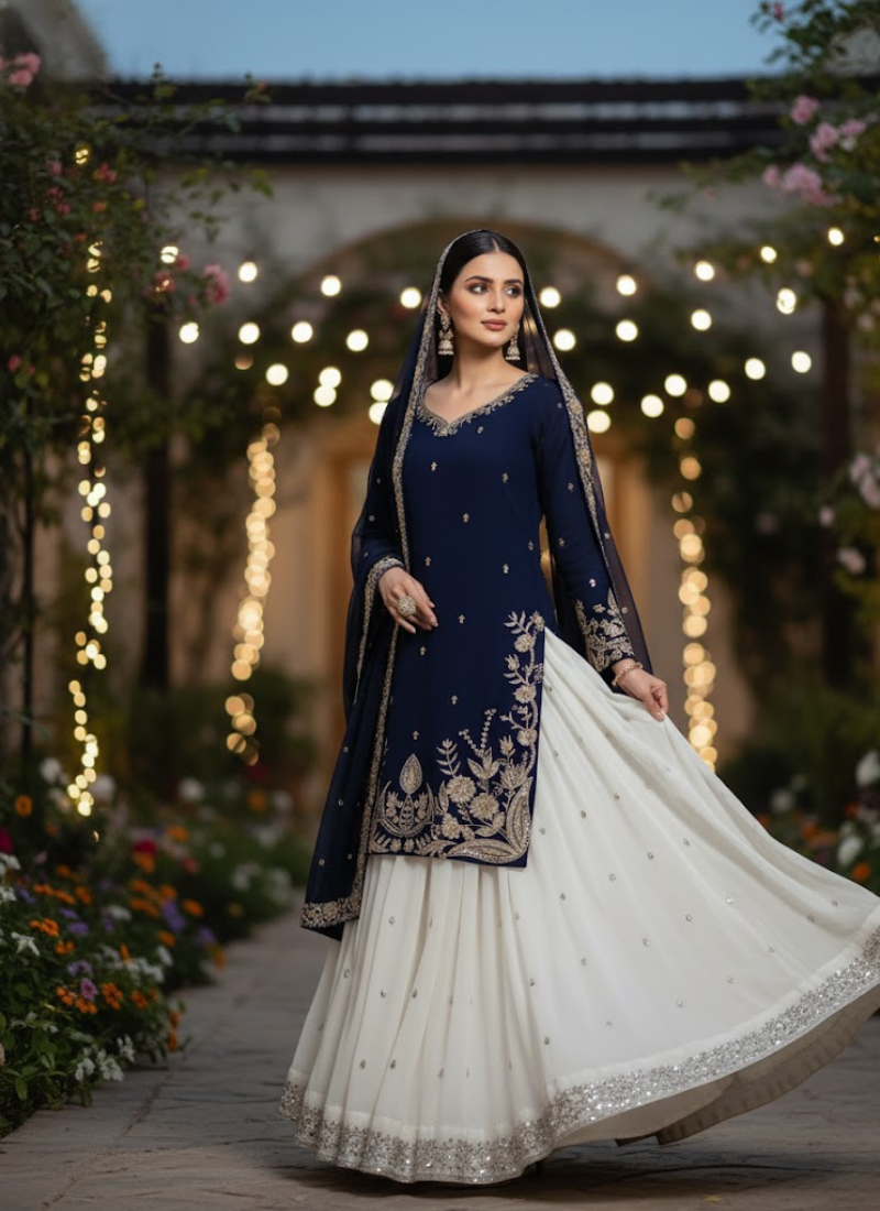 Heavy Faux Georgette Gharara Dress