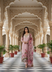 Light Pink Salwar Kameez with Embroidery & Printed Dupatta 5