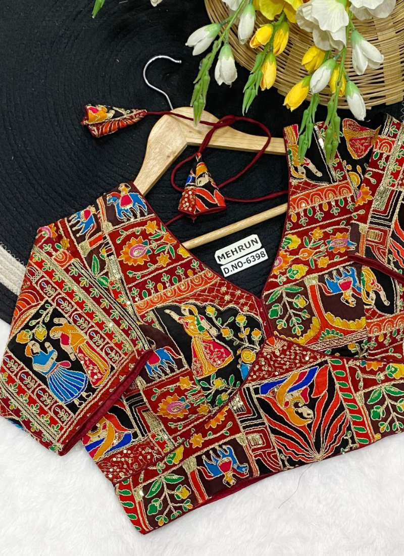 Heavy Velvet Partywear Blouse with Half Sleeves