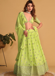 Georgette Lehenga Set – Zari & Sequins Embroidery with Blouse & Dupatta 5