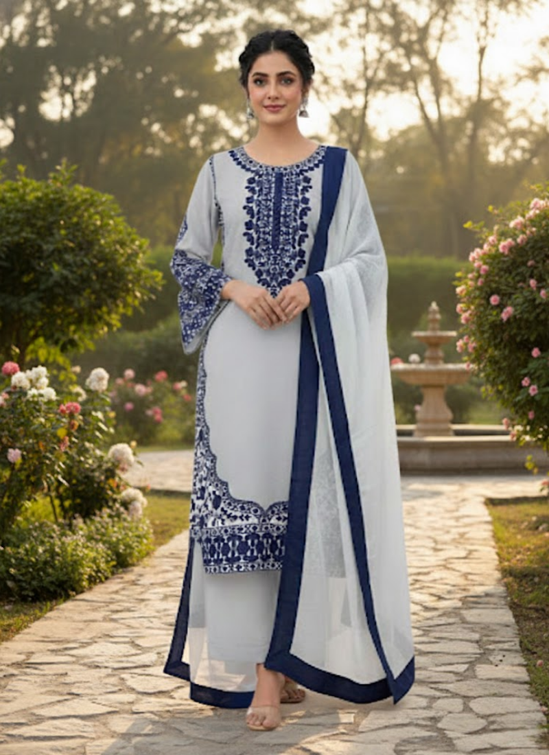 Elegant Fox Georgette Palazzo Set with Dupatta - View 6