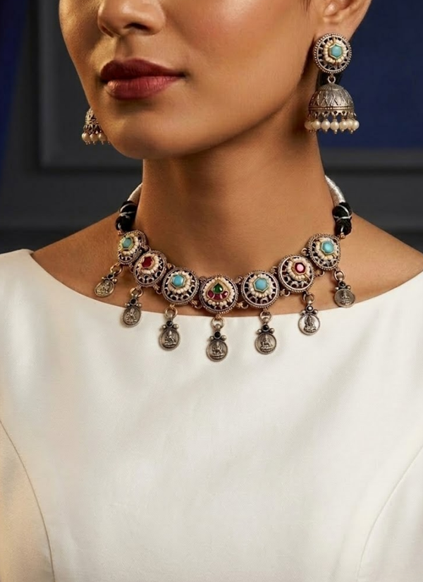 Minakshi Dual Tone Necklace Set