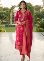 Pure Banarasi Punjabi Suit with Maharaja Silk Pant & Dupatta 3