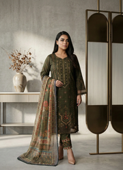 Dark Green Organza Salwar Suit with Pearl Work 6