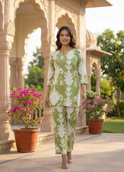 Women’s Green Printed Salwar Kamiz Co-Ord Set 4