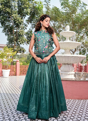 Gold Crush Lehenga Choli with Embroidered Shrug 5