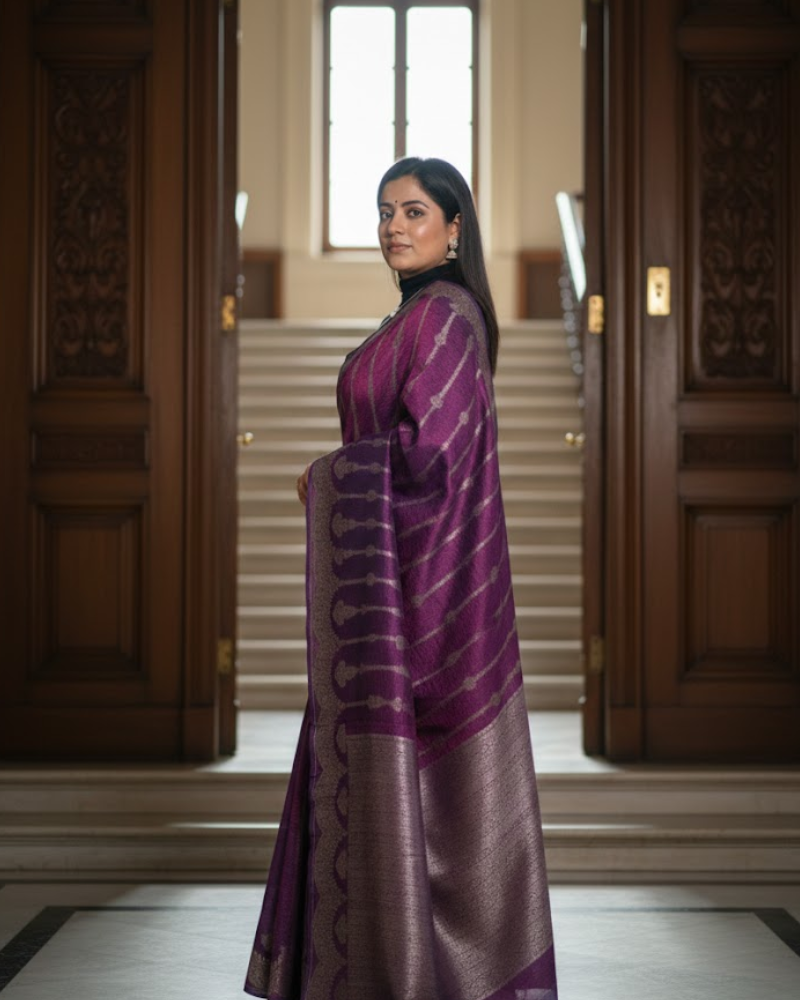 Banarasi Tissue Saree – Crush Finish Elegance