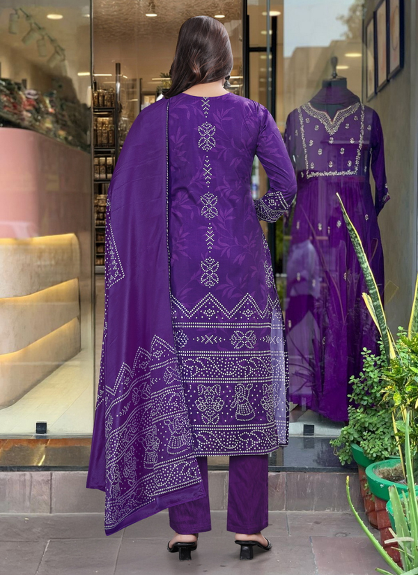 Pink French Crepe Kurta Set with Dupatta
