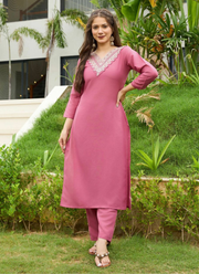 Rayon Embroidered Punjabi Suit Set with Pant & Taby Dupatta (Sizes M–XXL) 5