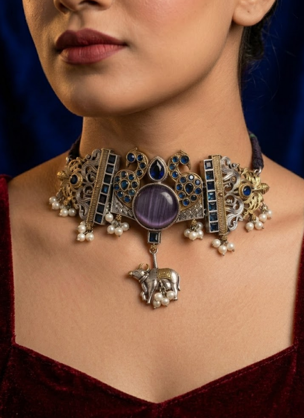 Tina Purple Stone Choker, Indian wedding jewelry online Australia