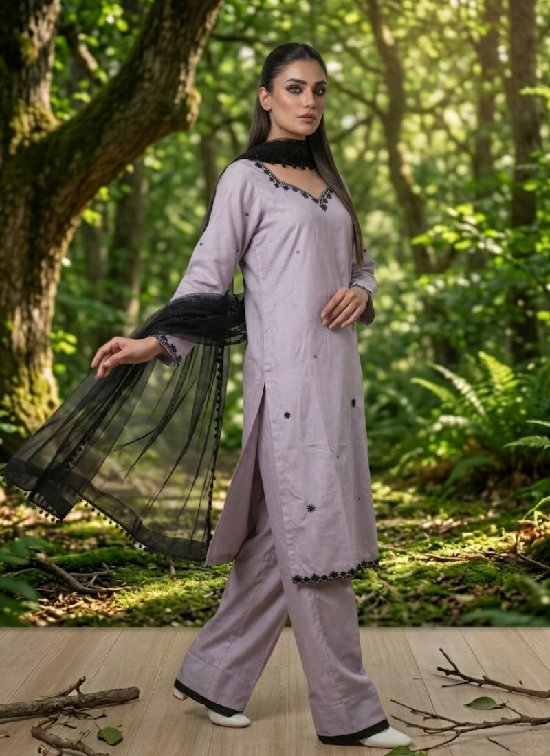 Heavy Crepe Silk Farshi Salwar Suit with Organza Dupatta
