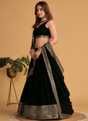 Georgette Lehenga Set – Zari & Sequins Embroidery with Blouse & Dupatta 5