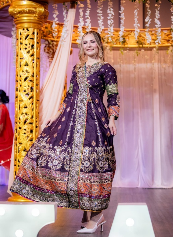 Pakistani Raw Silk Anarkali with Embroidery
