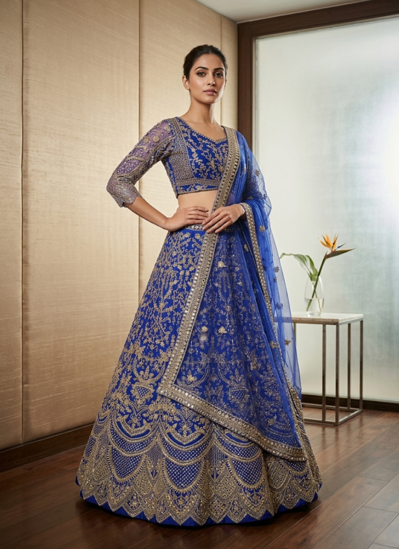 Butterfly Net Lehenga Choli with Sequin Embroidery