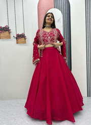 Chinon Lehenga Choli with Sequin Embroidered Jacket 1