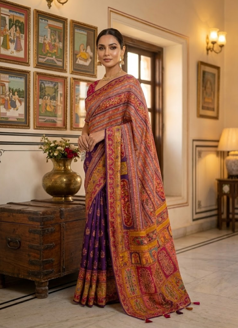 Pure Kani Silk Saree with Silk Mark Certified