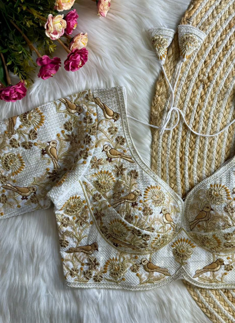 Roman Silk Women’s Blouse with Jari, Sequins & Codding Thread Work