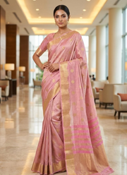 Light Pink Banarasi Tissue Silk Saree 5