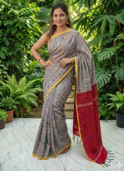 Madhubani Print Saree with Blouse 5